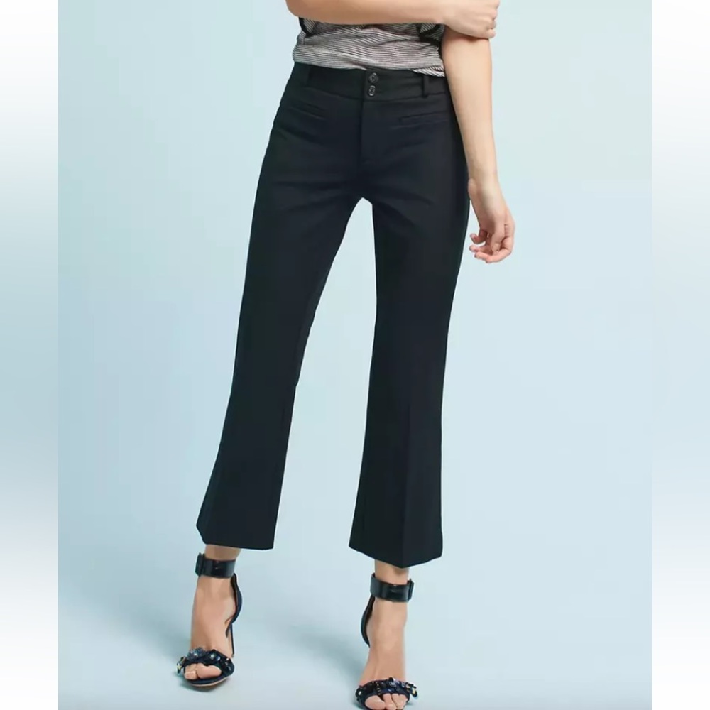 ANTHROPOLOGIE The Essential Crop Flare Black Stretchy Pants Size 4
